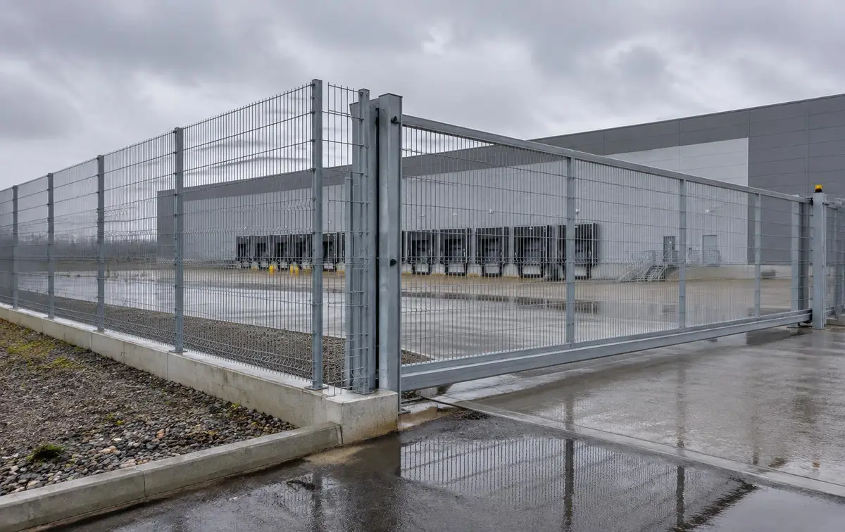 Distribution depot perimeter — V-mesh, galvanised
